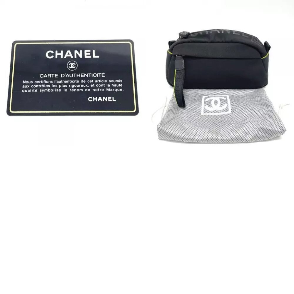 CHANEL Sports line logo Cluch Bag Pouch Nylon Black - Picture 12 of 12